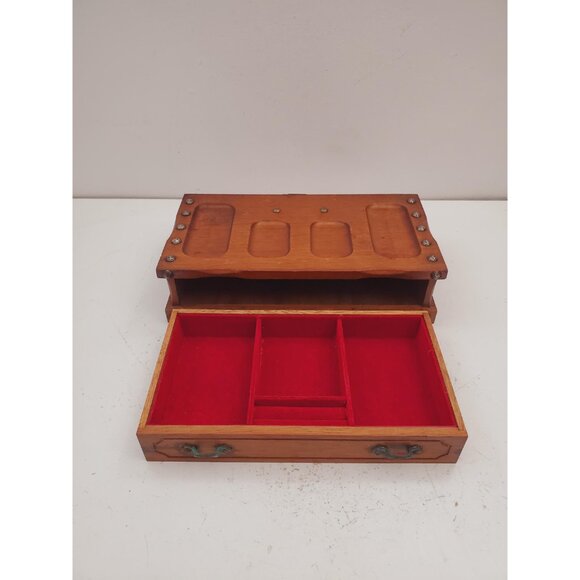 Vintage Gunther Mele 1970's wooden jewelry box. Jewellery with drawer . Vintage - Picture 8 of 10
